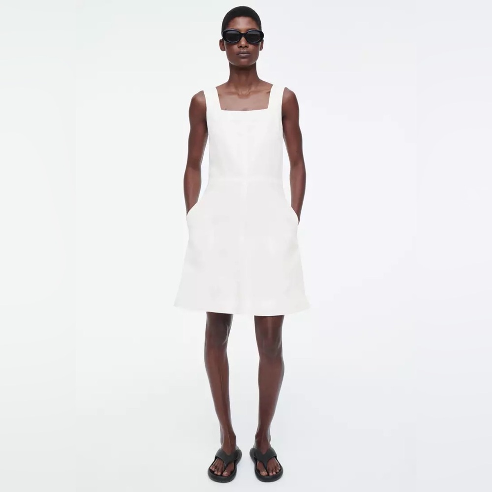COS White Square-Neck Mini Dress